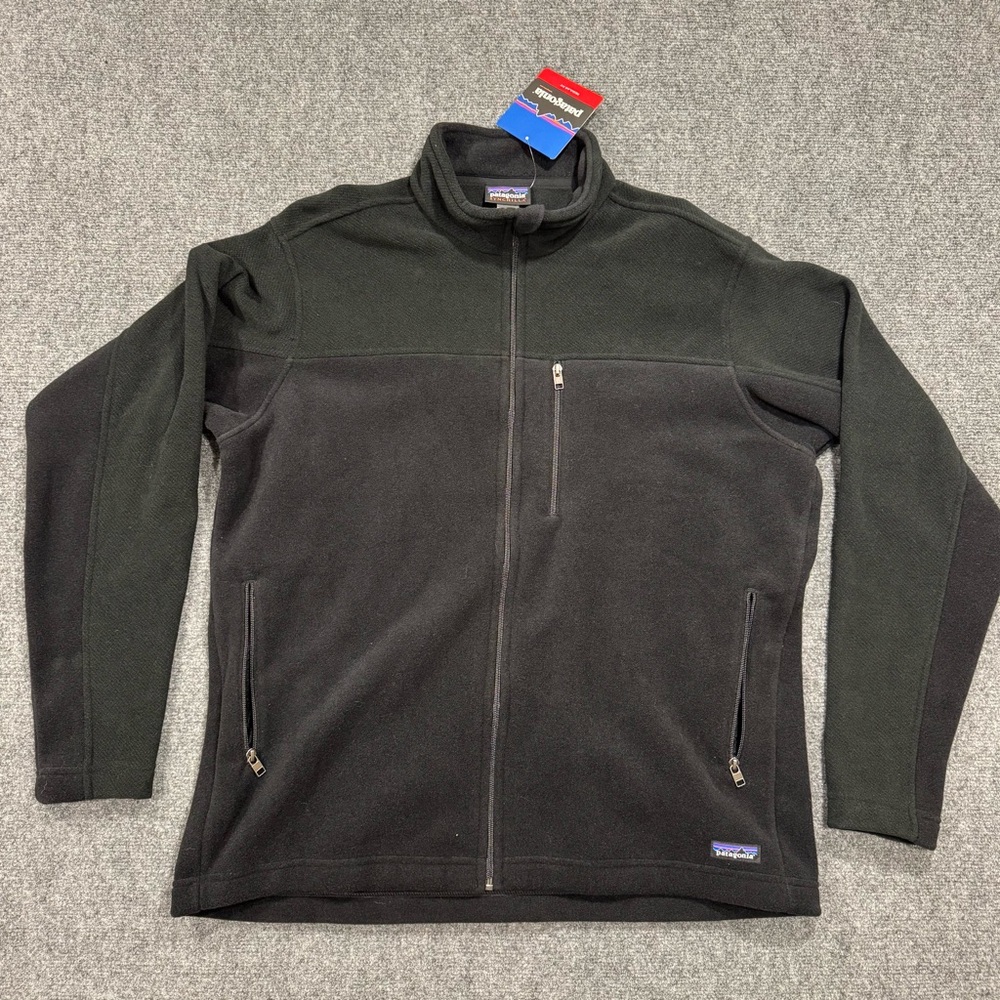 Patagonia Simple Synchilla Fleece Jacket Men's 2XL Black Full Zip Embroidered
